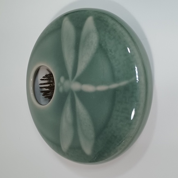Ikebana Dragonfly Trent Gibby Flower Vase Green 3.75